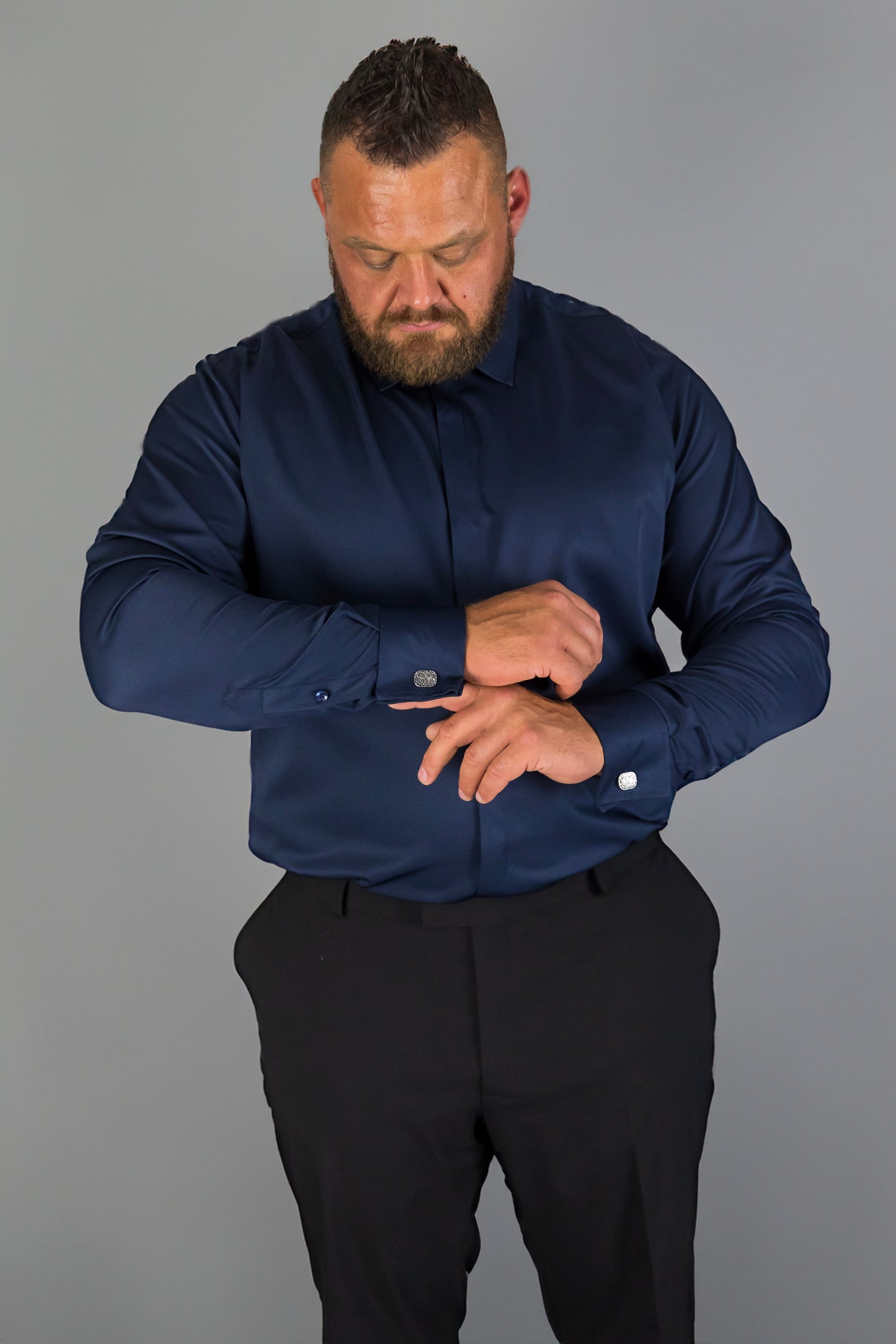 Navy Stretch Cufflink Shirt