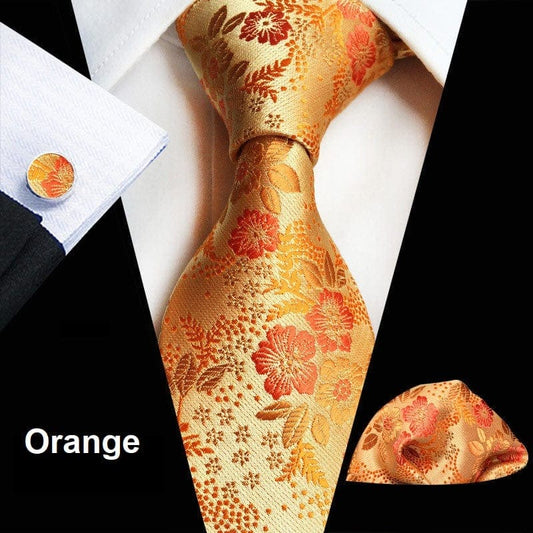 Orange Floral Tie Set