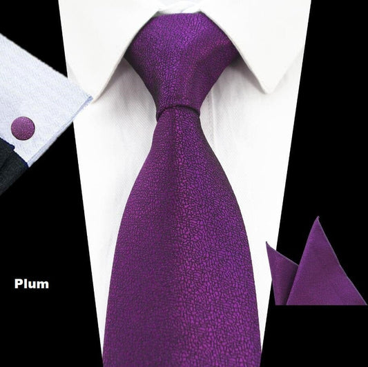 Plum Tie, Pocket Square & Cufflinks
