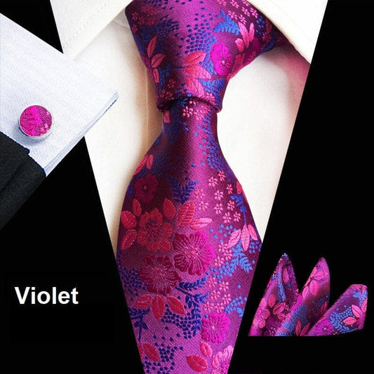 Violet Floral Tie Set