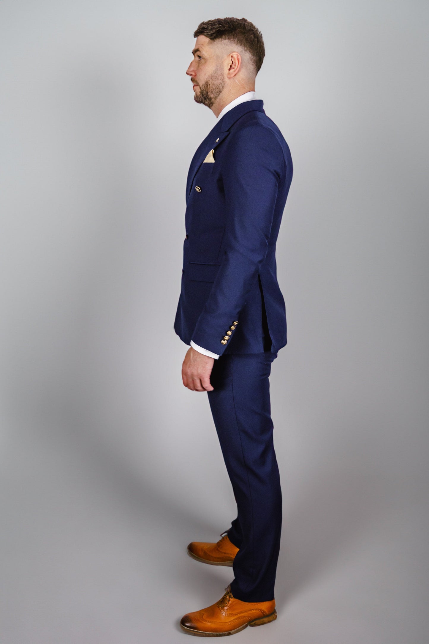 Suitbae Navy Double Breasted Wool Two Piece Suit