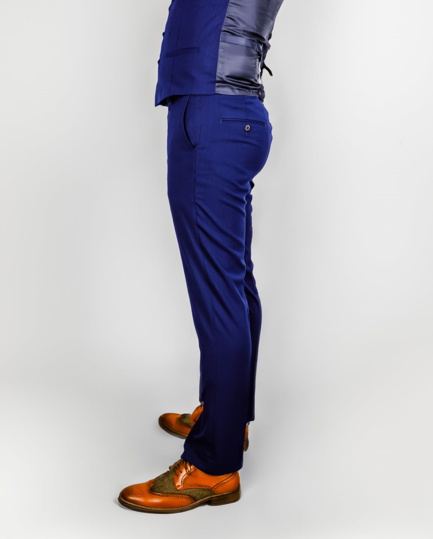 Suitbae Royal Blue Pin Three Piece Suit