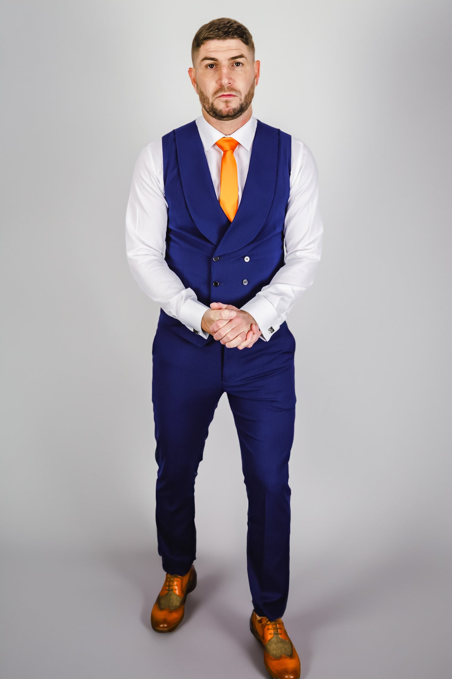 Suitbae Royal Blue Pin Three Piece Suit