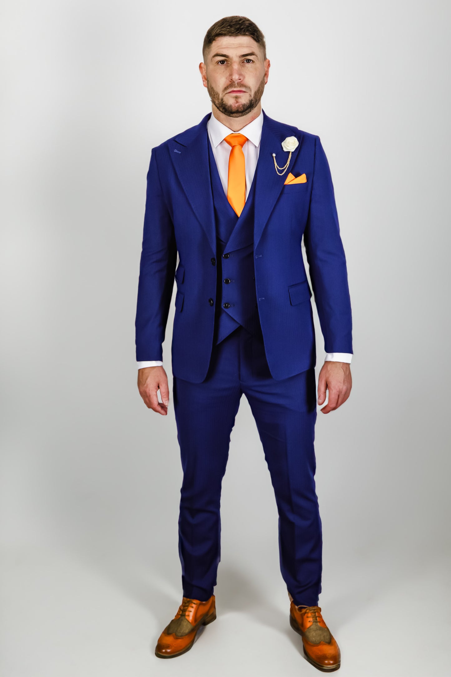 Suitbae Royal Blue Pin Three Piece Suit