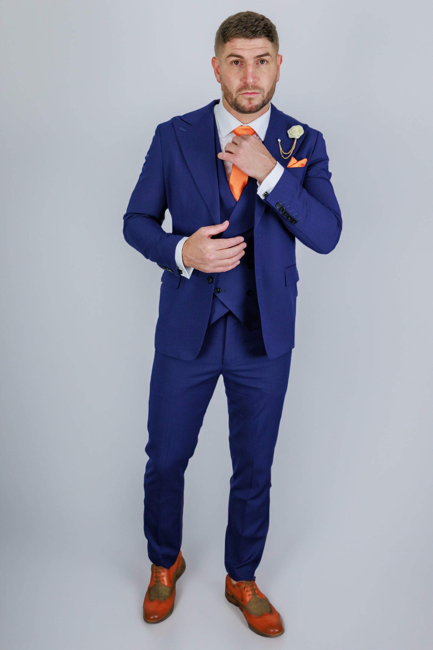 Suitbae Royal Blue Pin Three Piece Suit