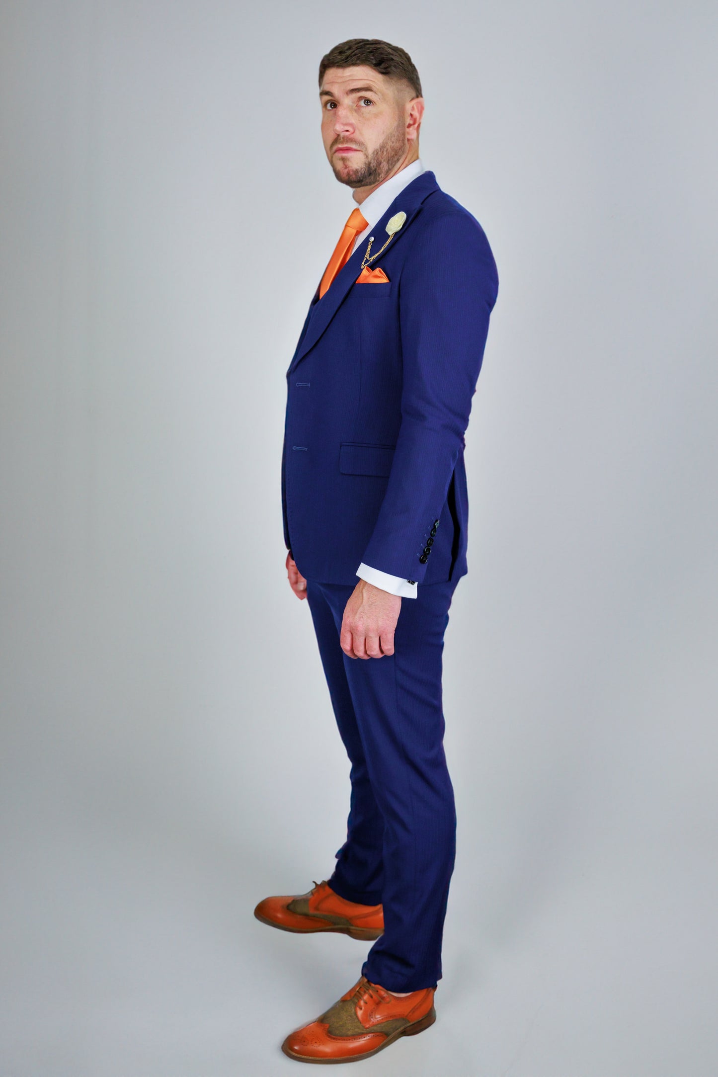 Suitbae Royal Blue Pin Three Piece Suit