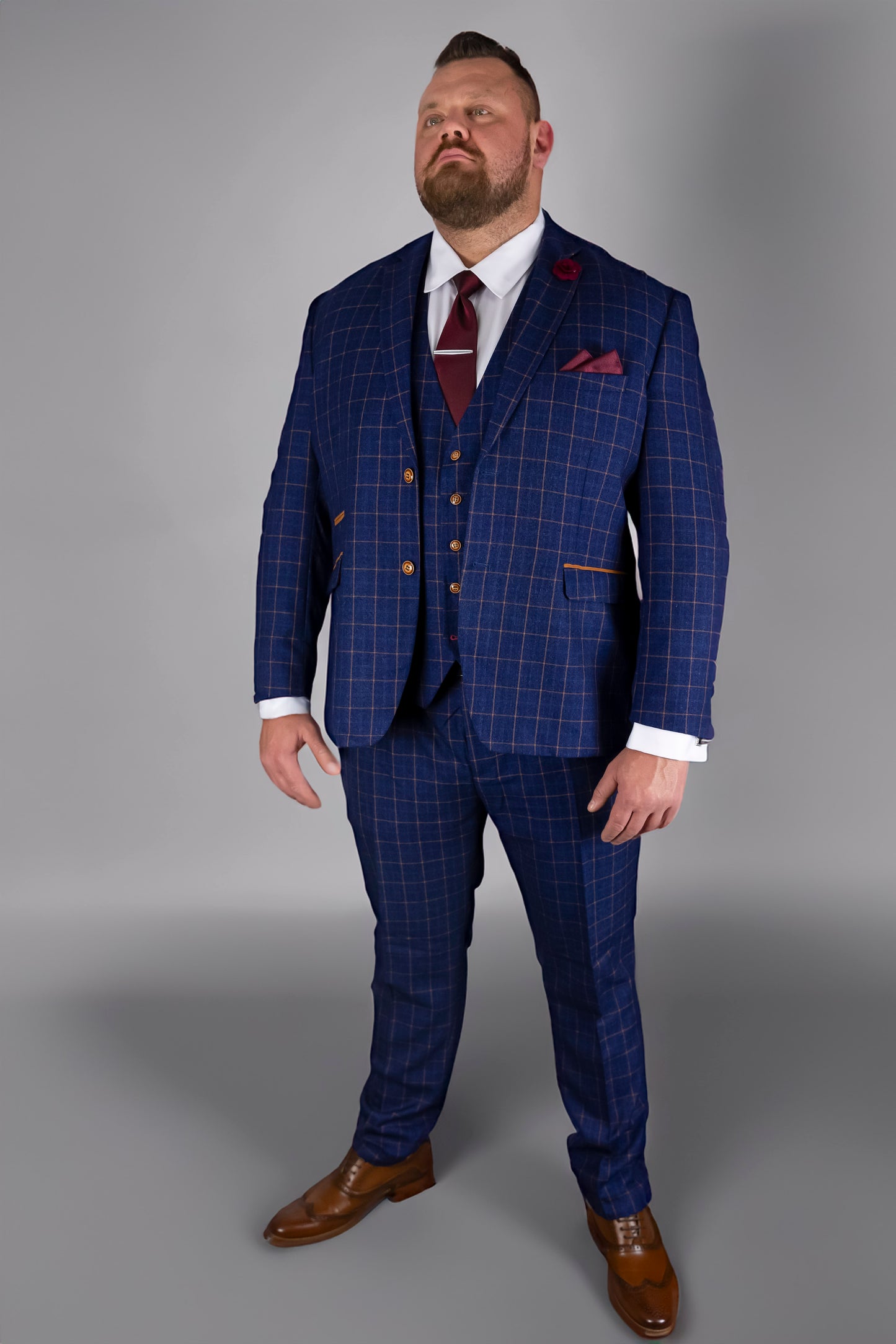 Suitbae Shelby Check Three Piece Suit XL