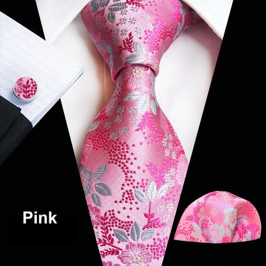 Pink Floral Tie Set