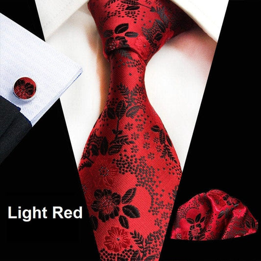 Light Red Floral Tie Set