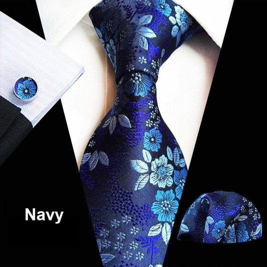 Blue Floral Tie Set