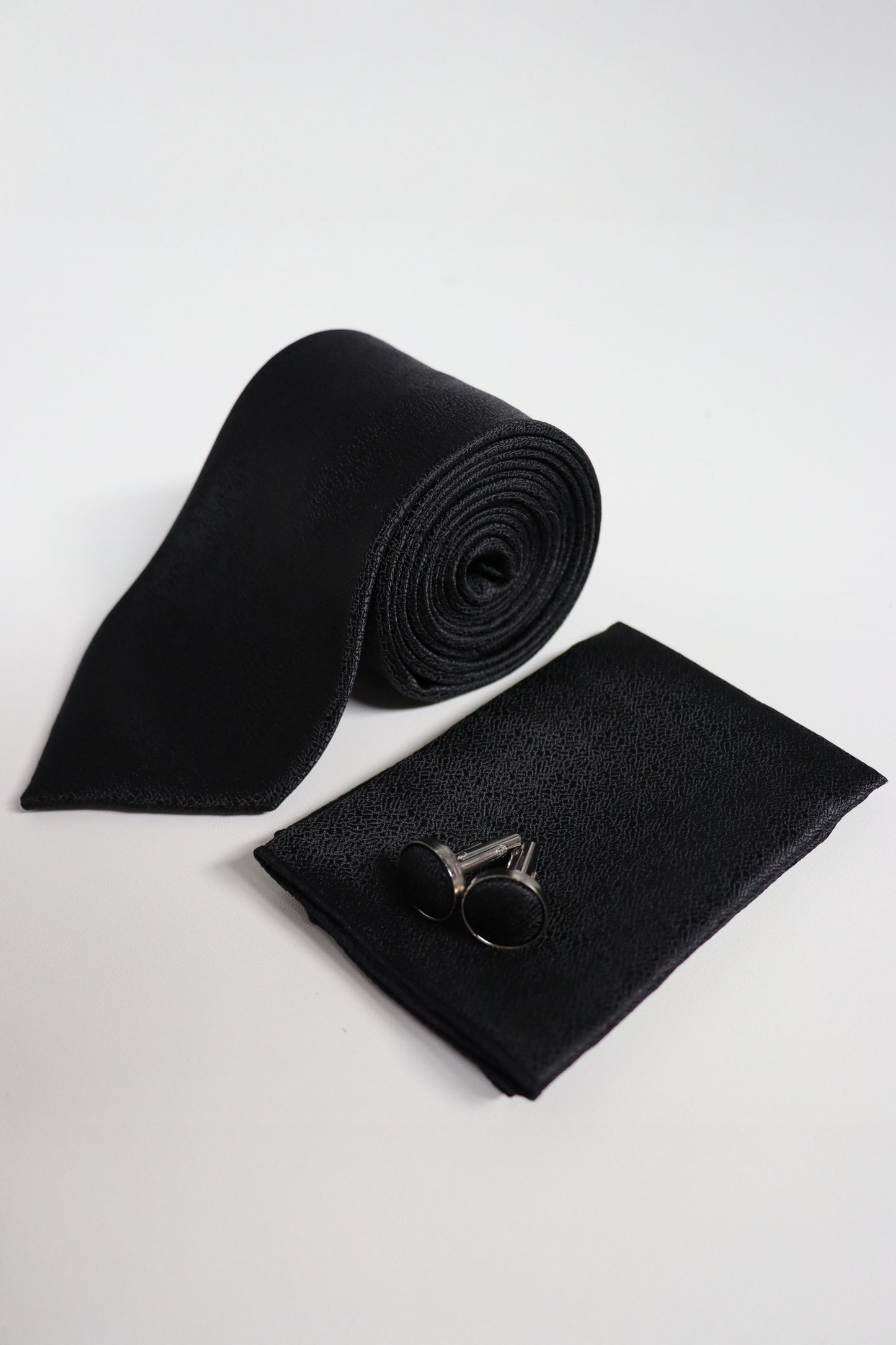 Black Textured Tie Set