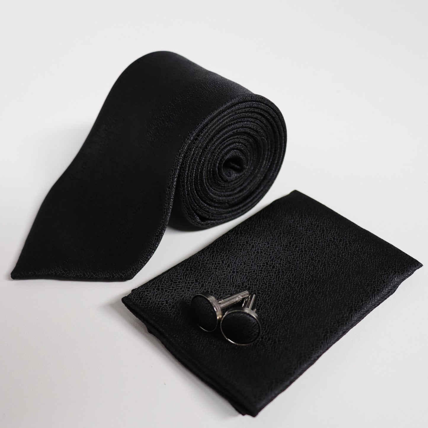 Black Textured Tie Set