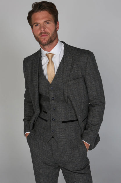 Paul Andrew Charcoal Tweed Three Piece Suit