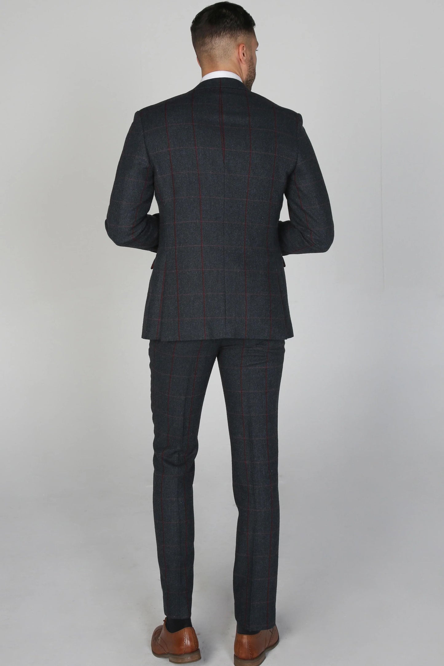 Paul Andrew Madrid Charcoal Check Three Piece Suit