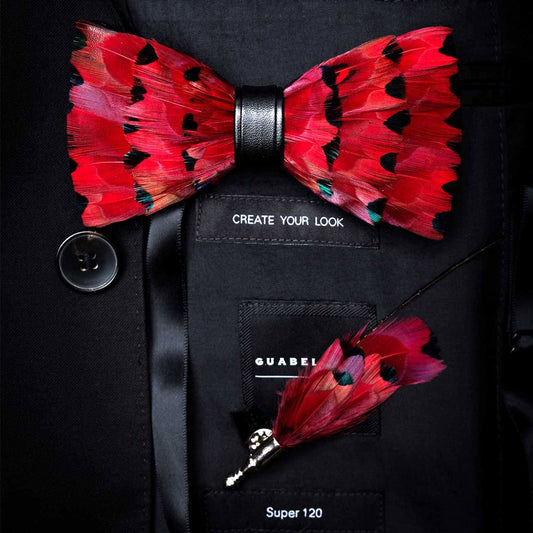 Red Feather Bow Tie