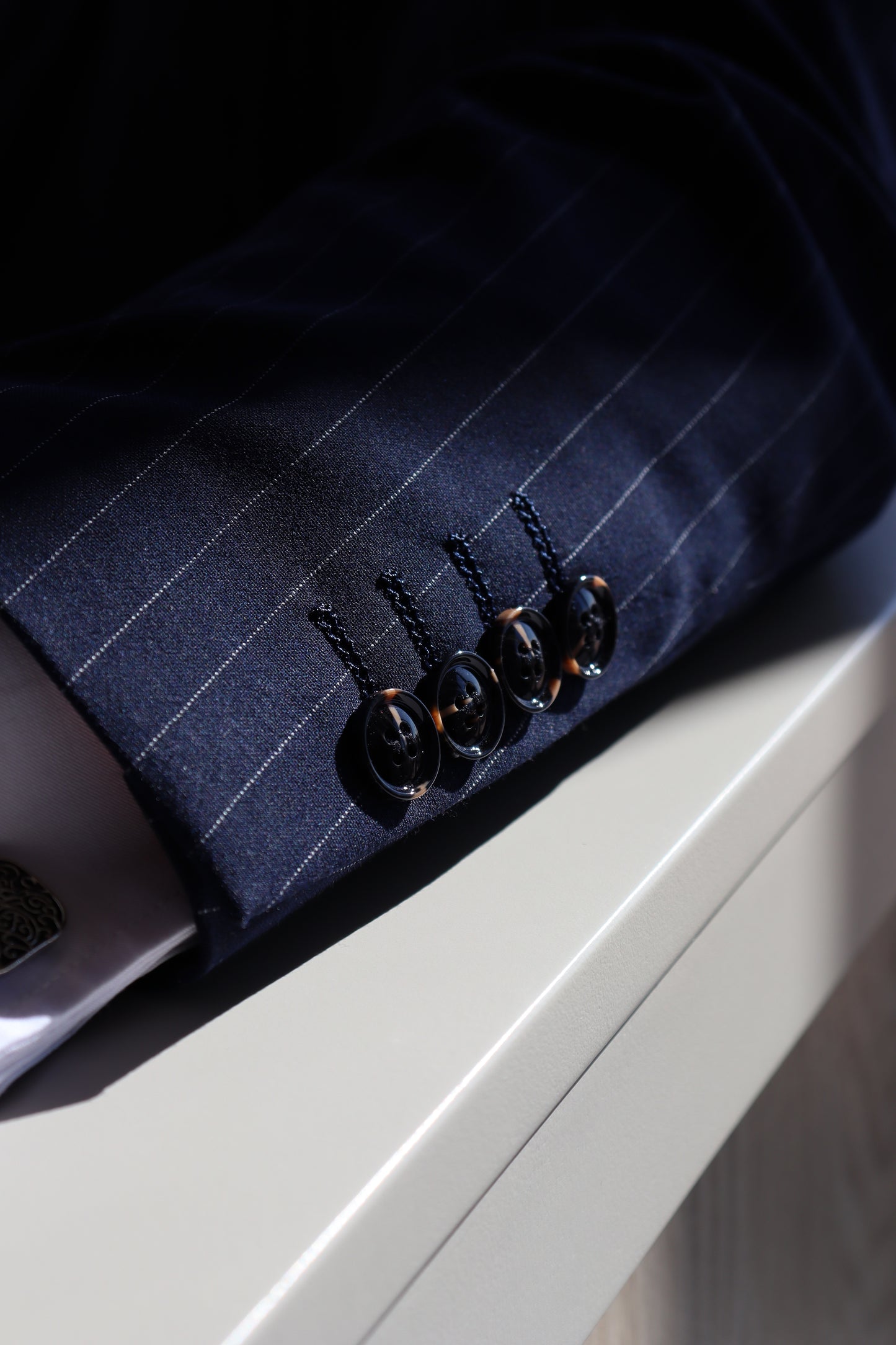 NAVY PINSTRIPE THREE PIECE