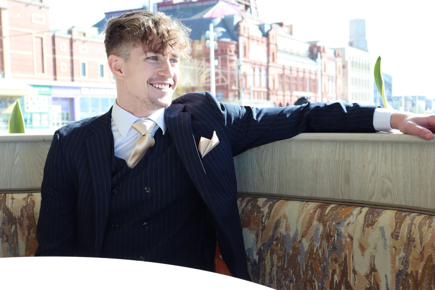 NAVY PINSTRIPE THREE PIECE