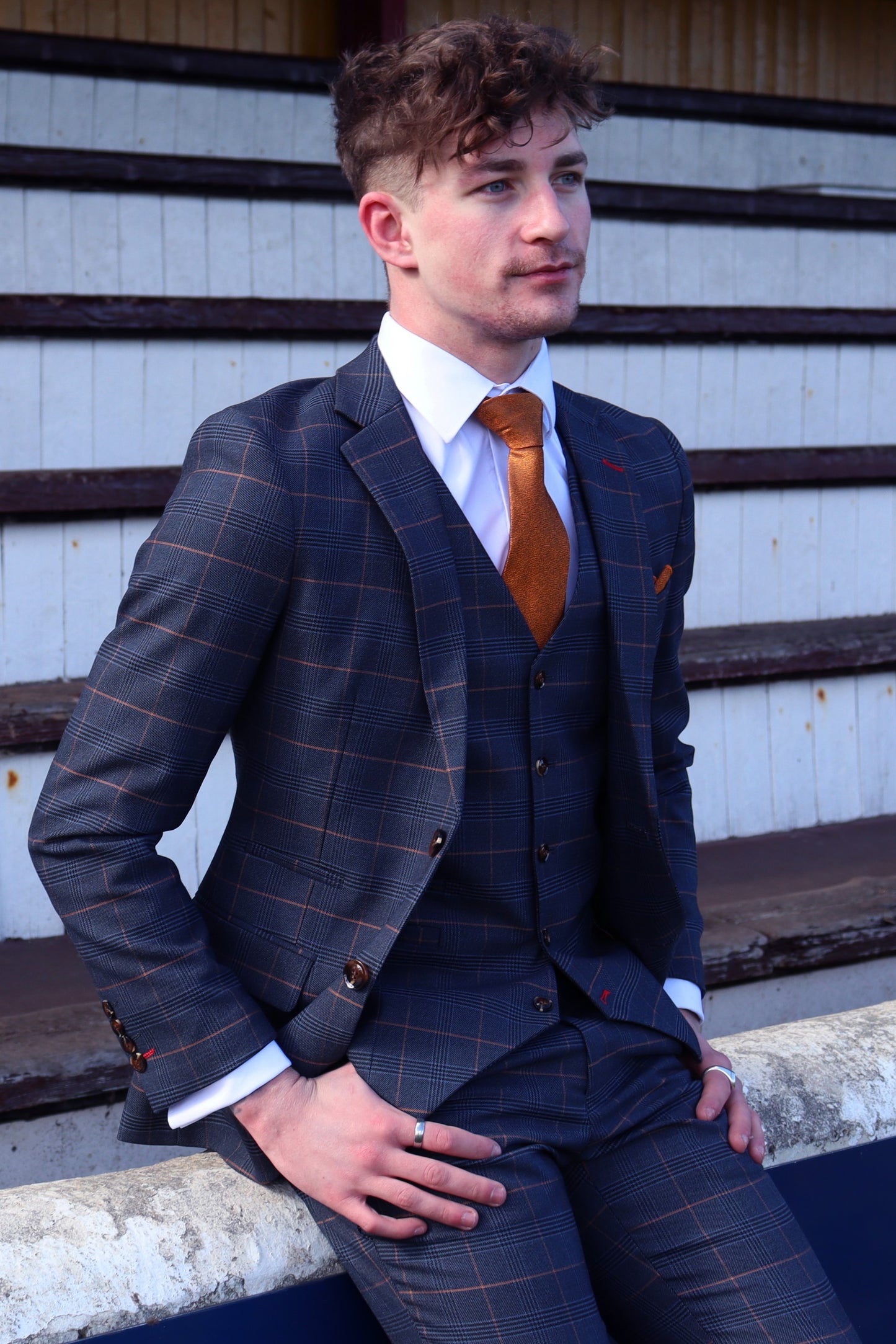 THOMAS THREE PIECE CHECKED SUIT