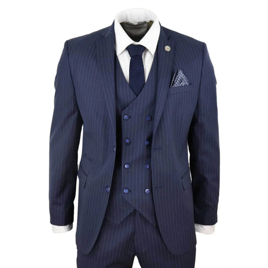 Knighthood Blue Pinstripe Three Piece Suit
