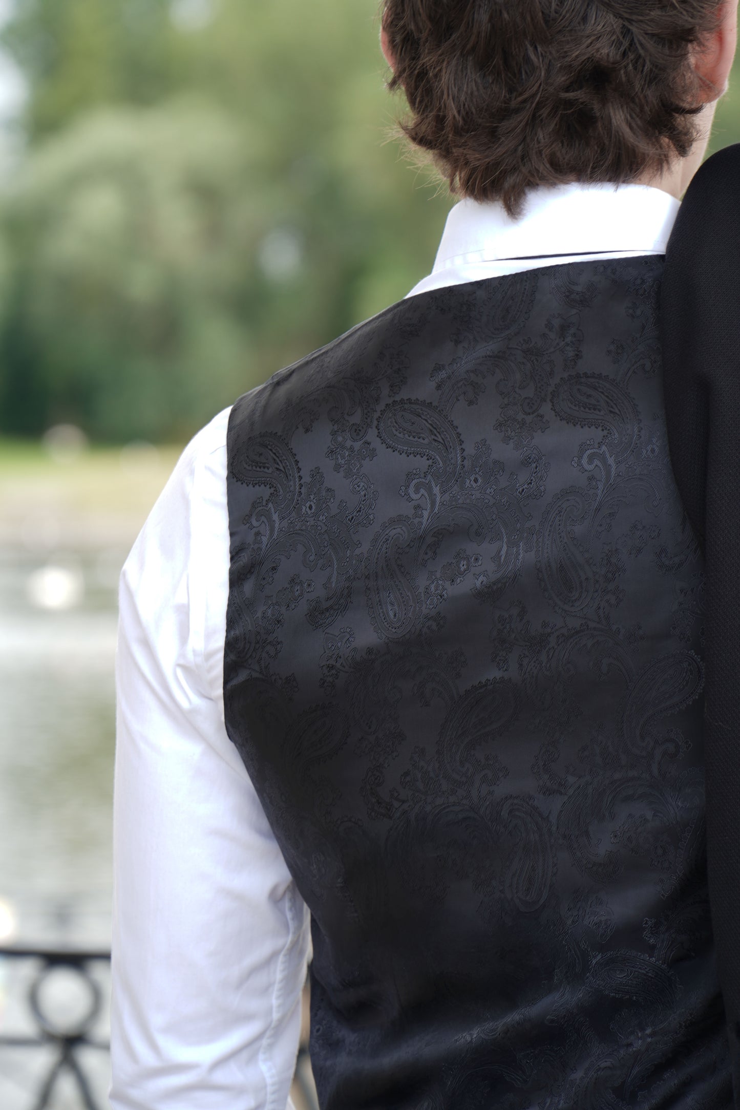 Majid Black Textured Three Piece Suit
