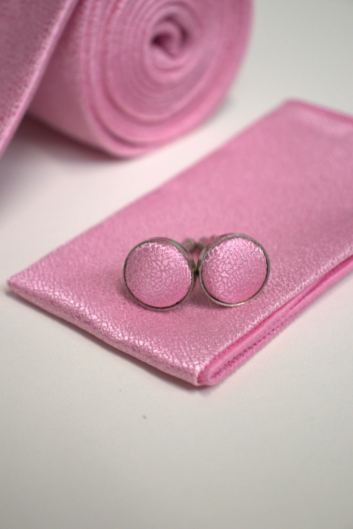 Pink Textured Tie Set