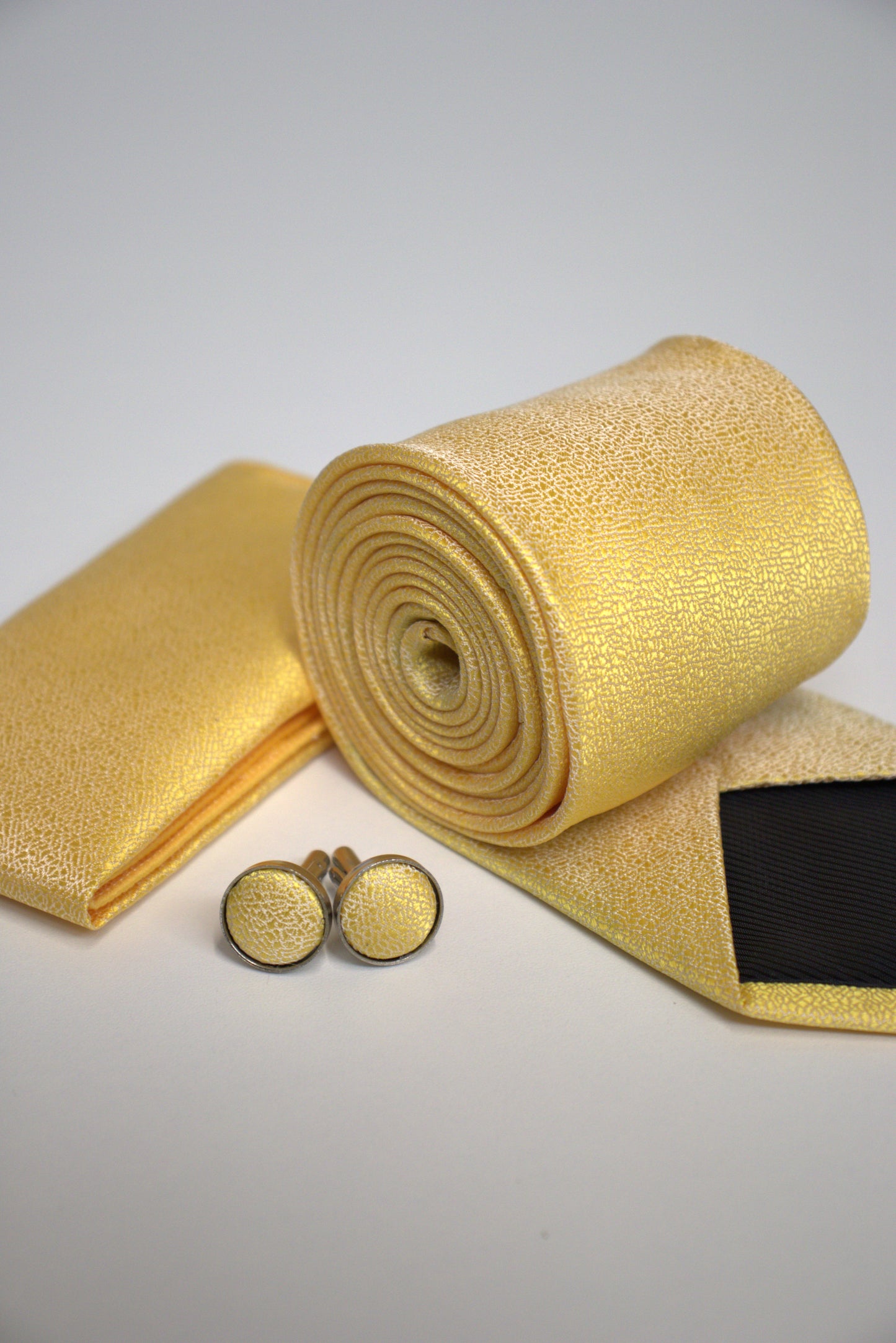 Bright Banana Yellow Textured Tie Set