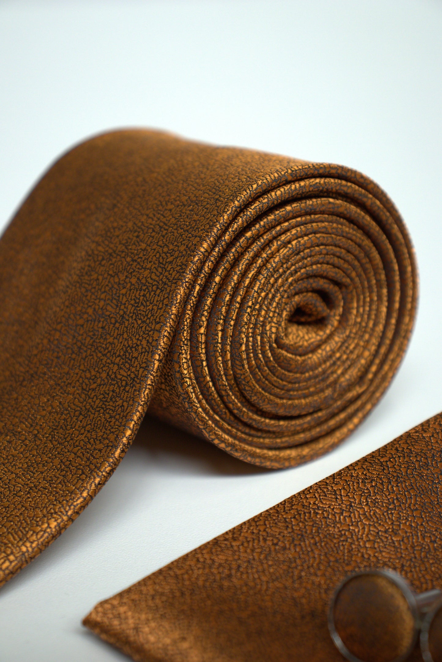 Burnt Orange / Copper Textured Tie Set
