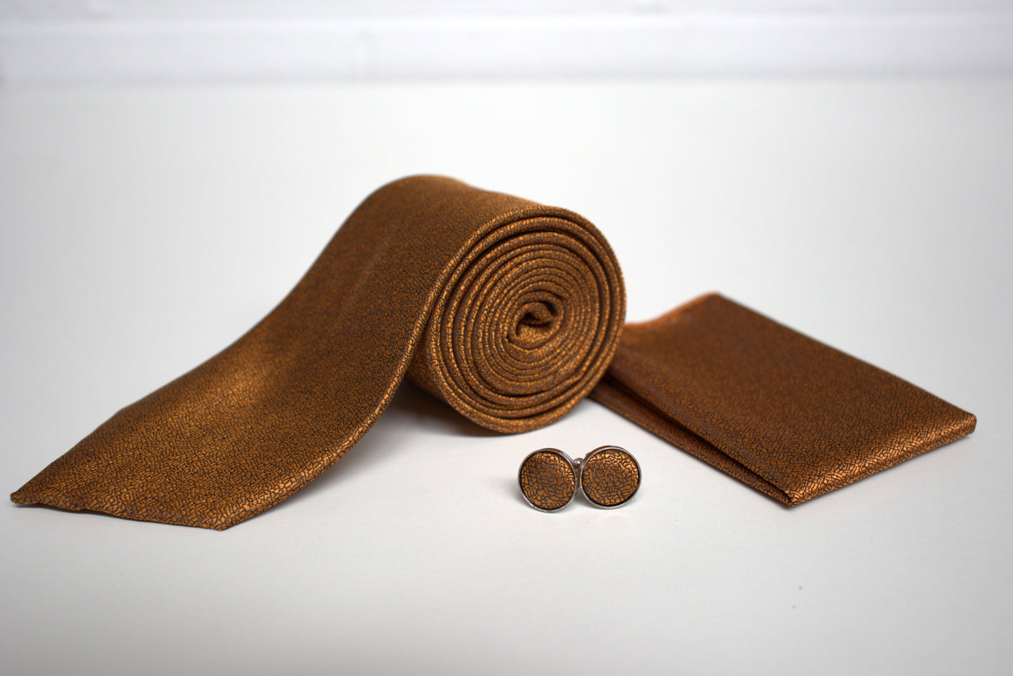 Burnt Orange / Copper Textured Tie Set