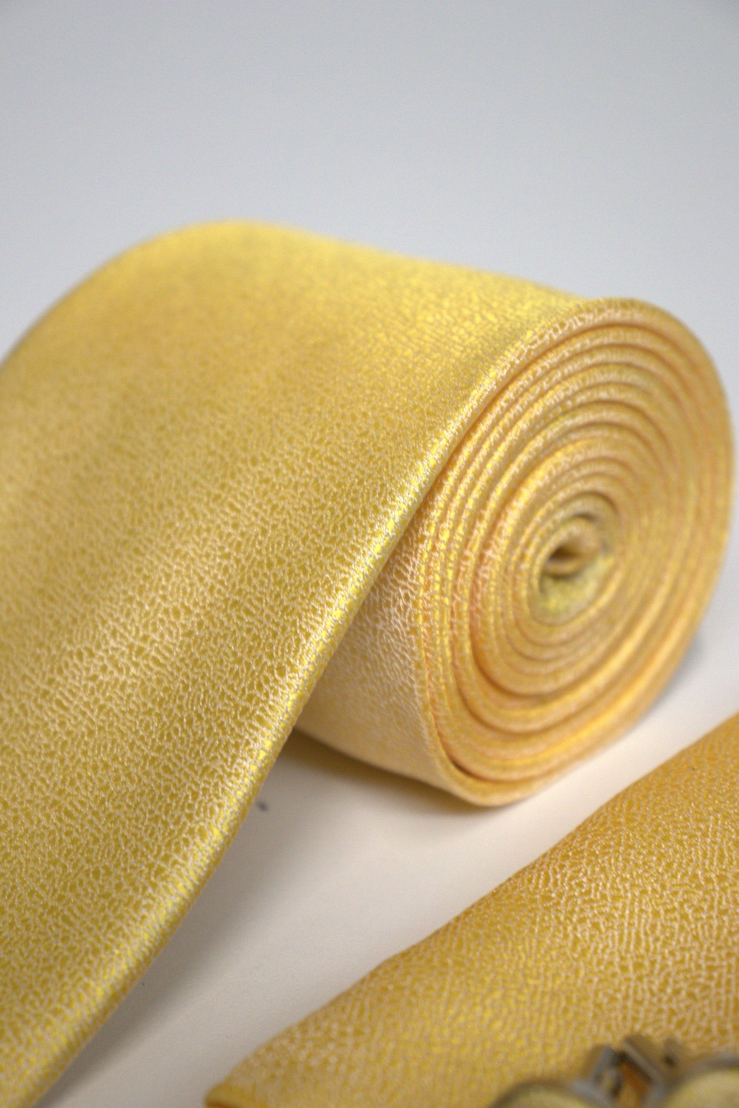 Bright Banana Yellow Textured Tie Set