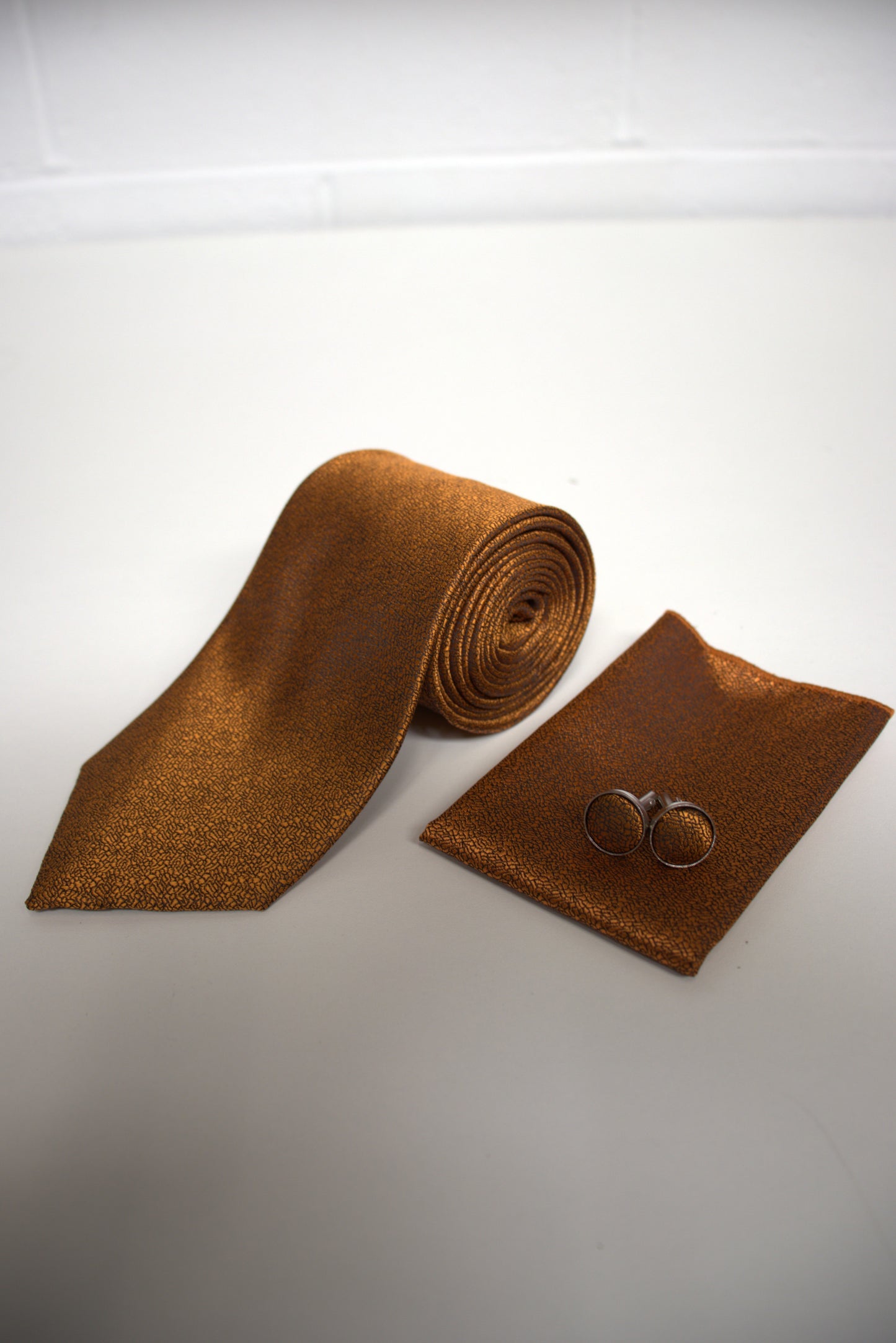 Burnt Orange / Copper Textured Tie Set