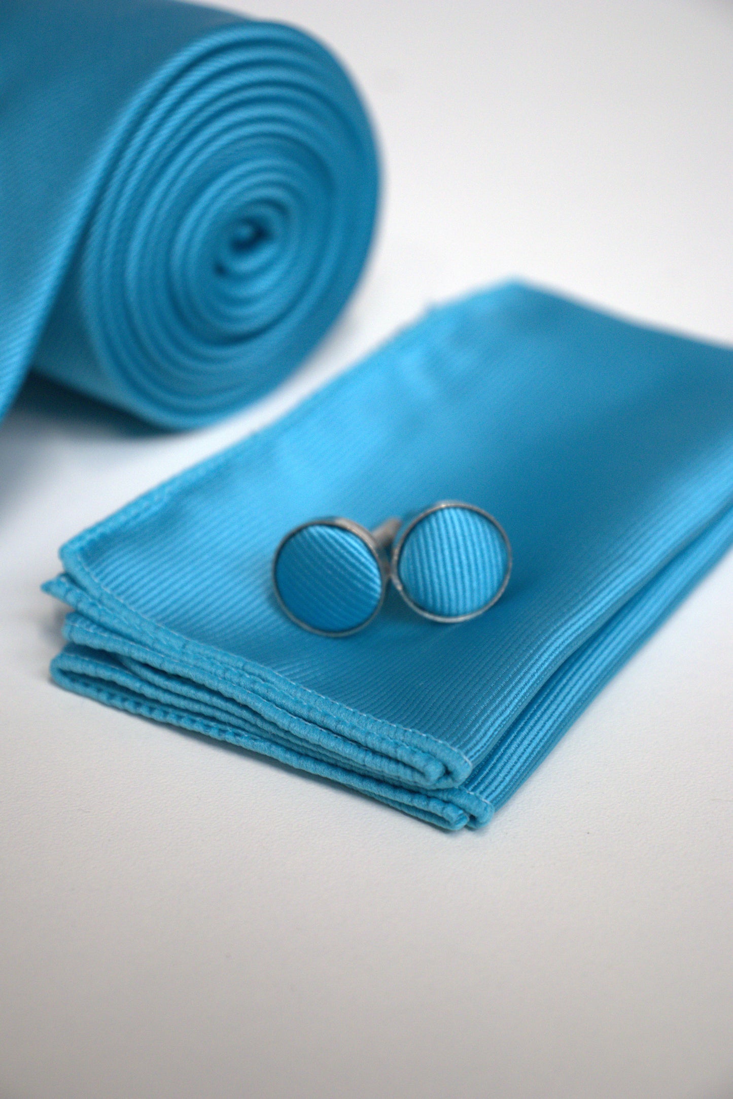 Aqua Tiffany Blue Satin Tie Set