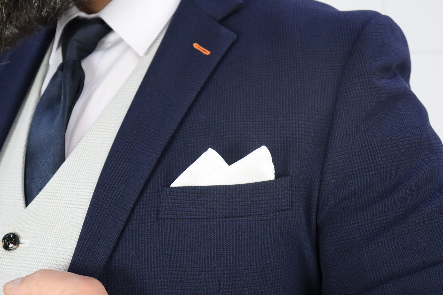 CHARLES NAVY CONTRAST STONE THREE PIECE
