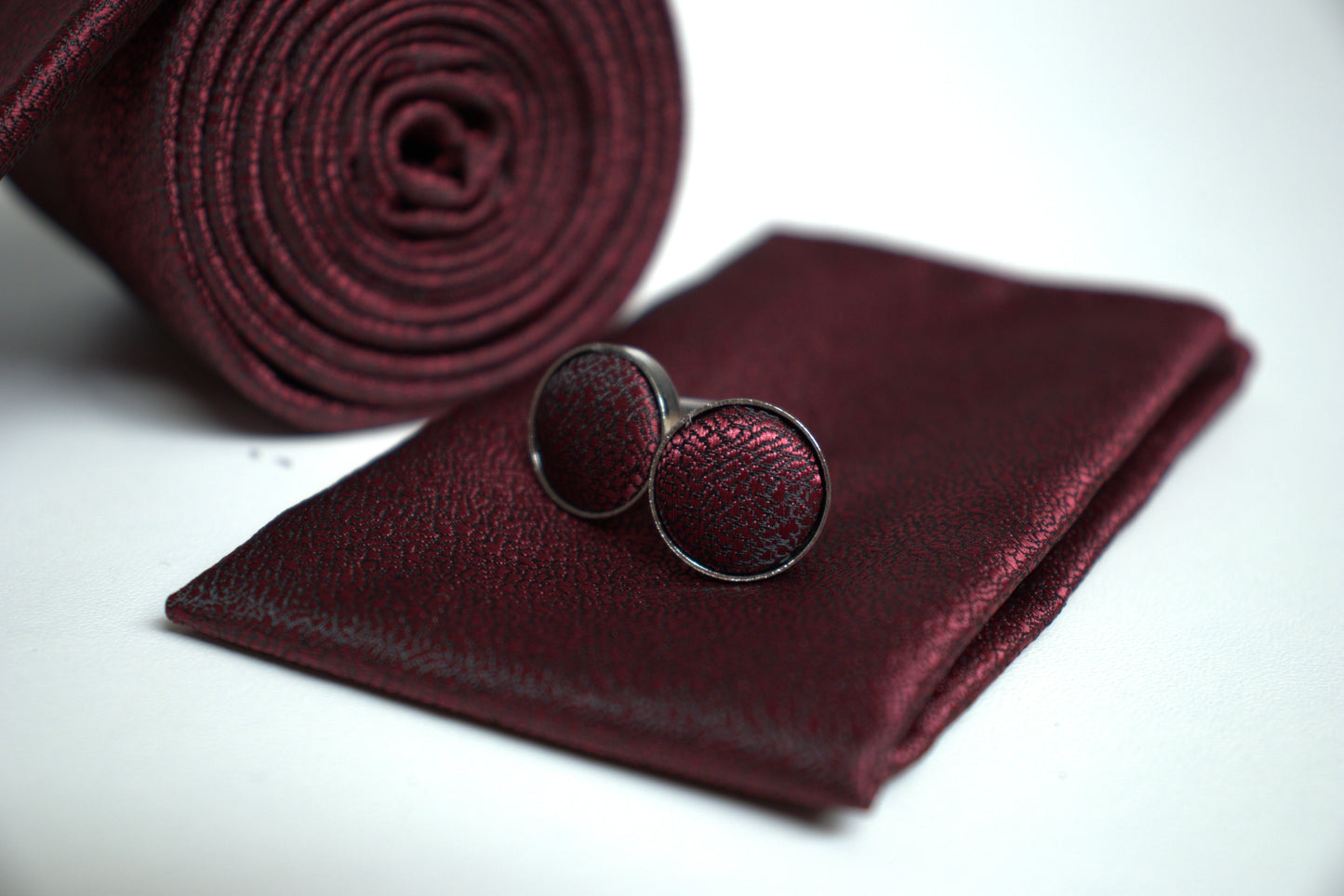 Dark Red / Burgundy Textured Tie Set