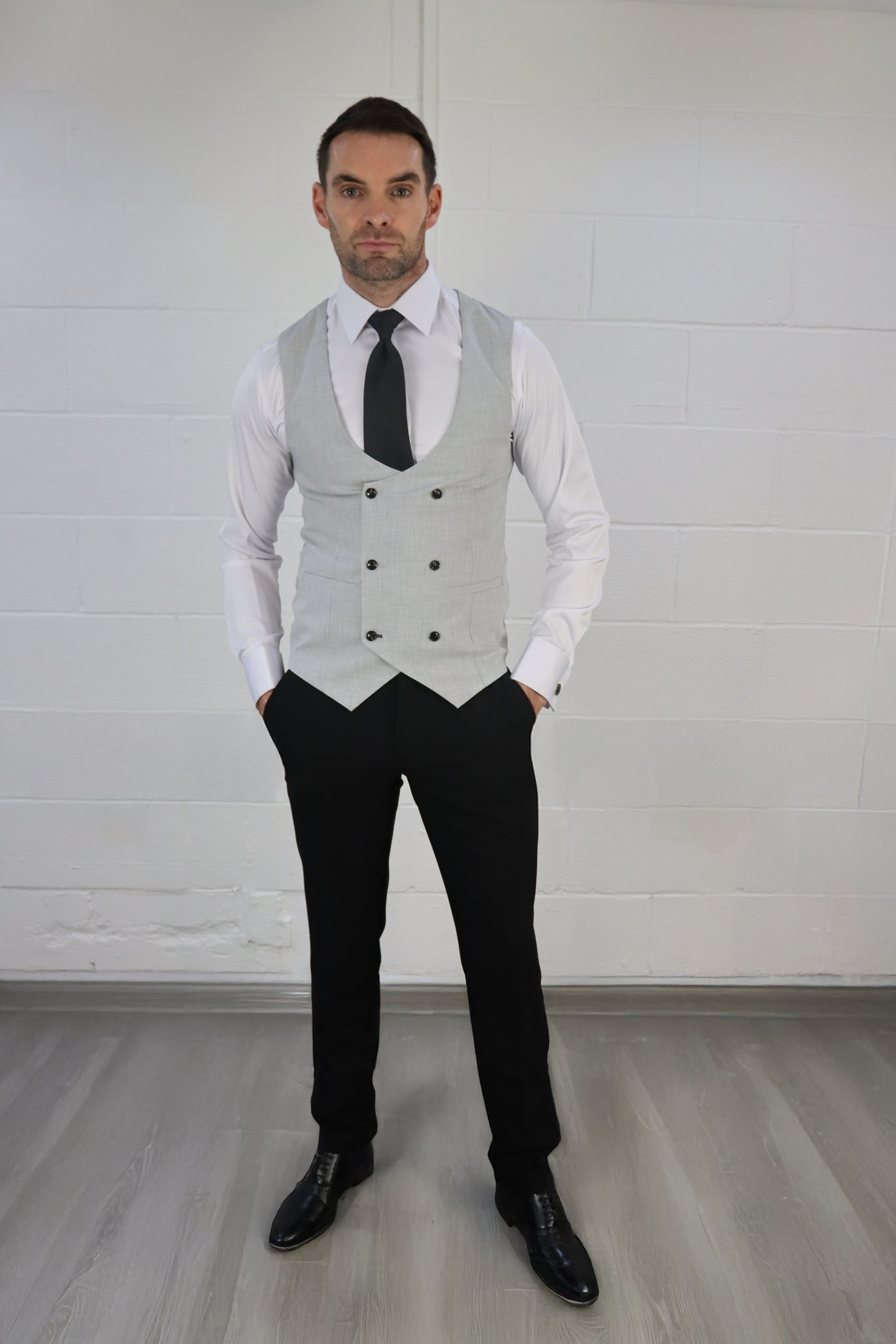 HARRY LIGHT GREY CONTRAST BLACK THREE PIECE