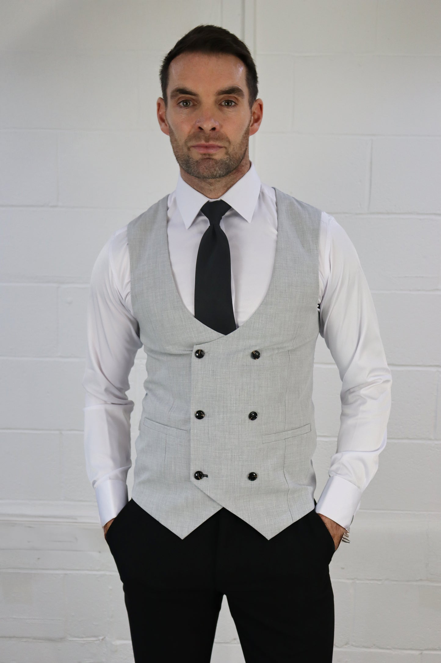 HARRY LIGHT GREY CONTRAST BLACK THREE PIECE