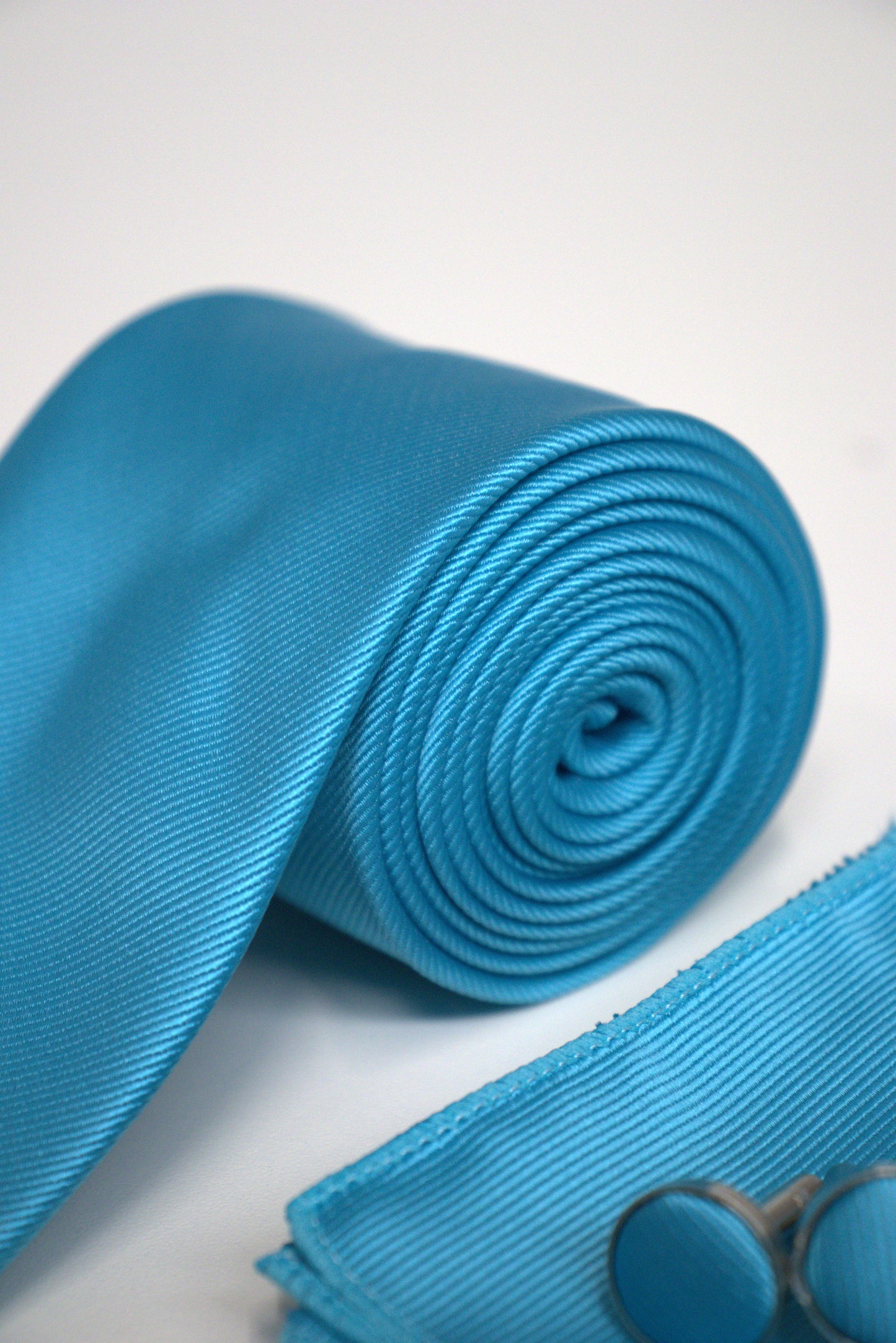 Aqua Tiffany Blue Satin Tie Set