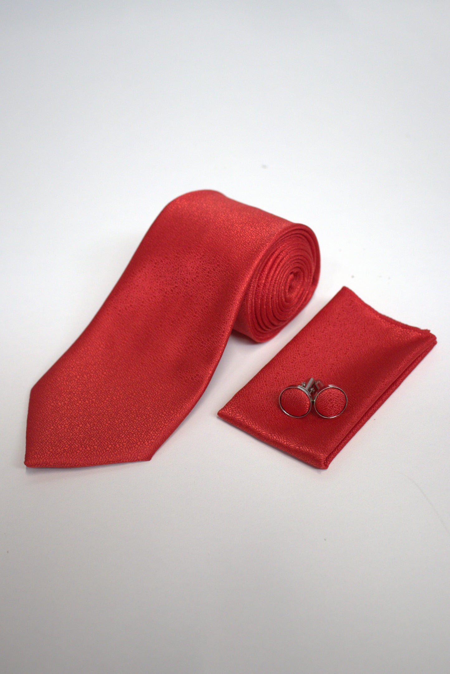 Bright Red (Scarlet / Liverpool Red) Textured Tie Set