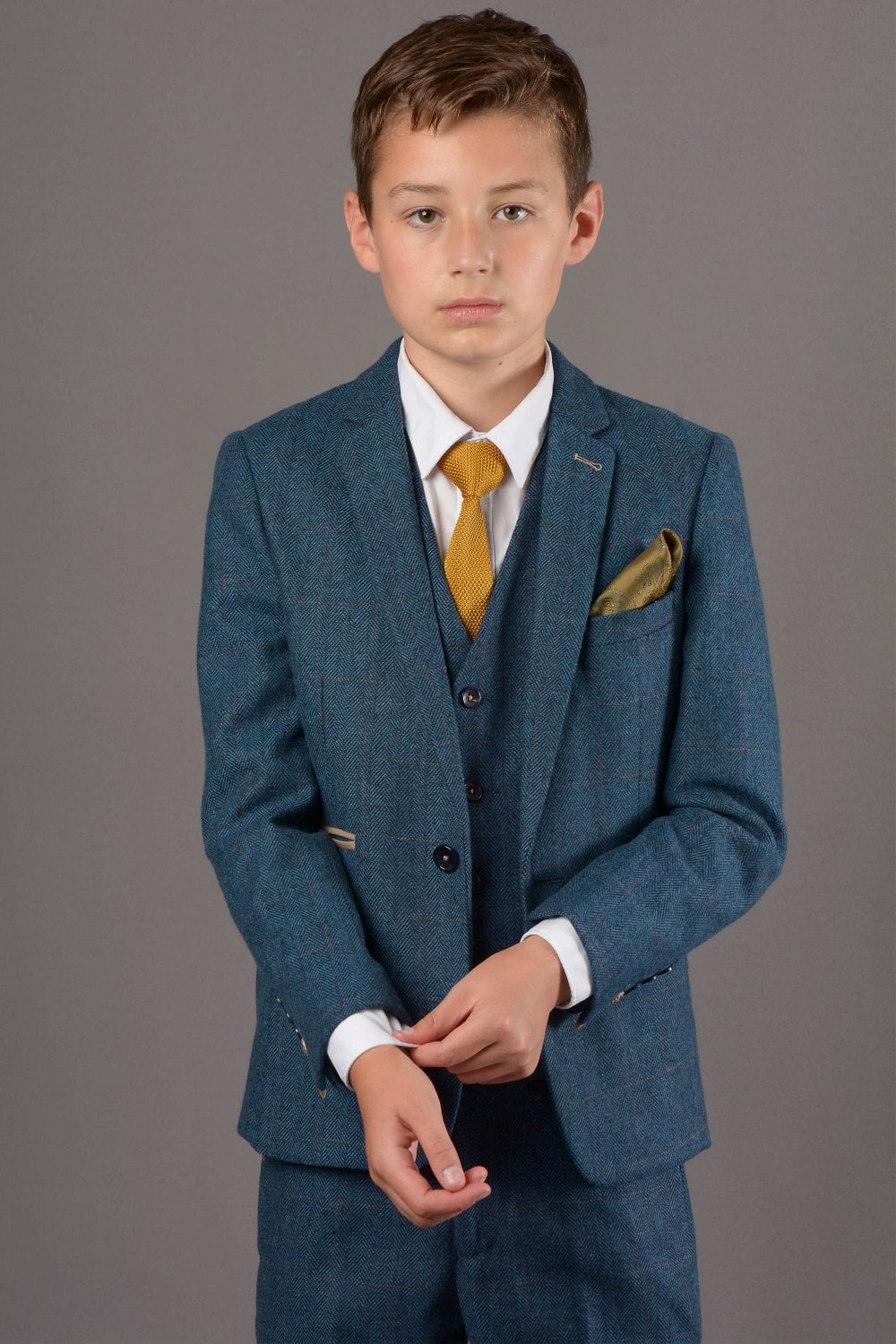 Kids Mark Darcy Blue Check Three Piece Suit (Matching Adult Version Available)