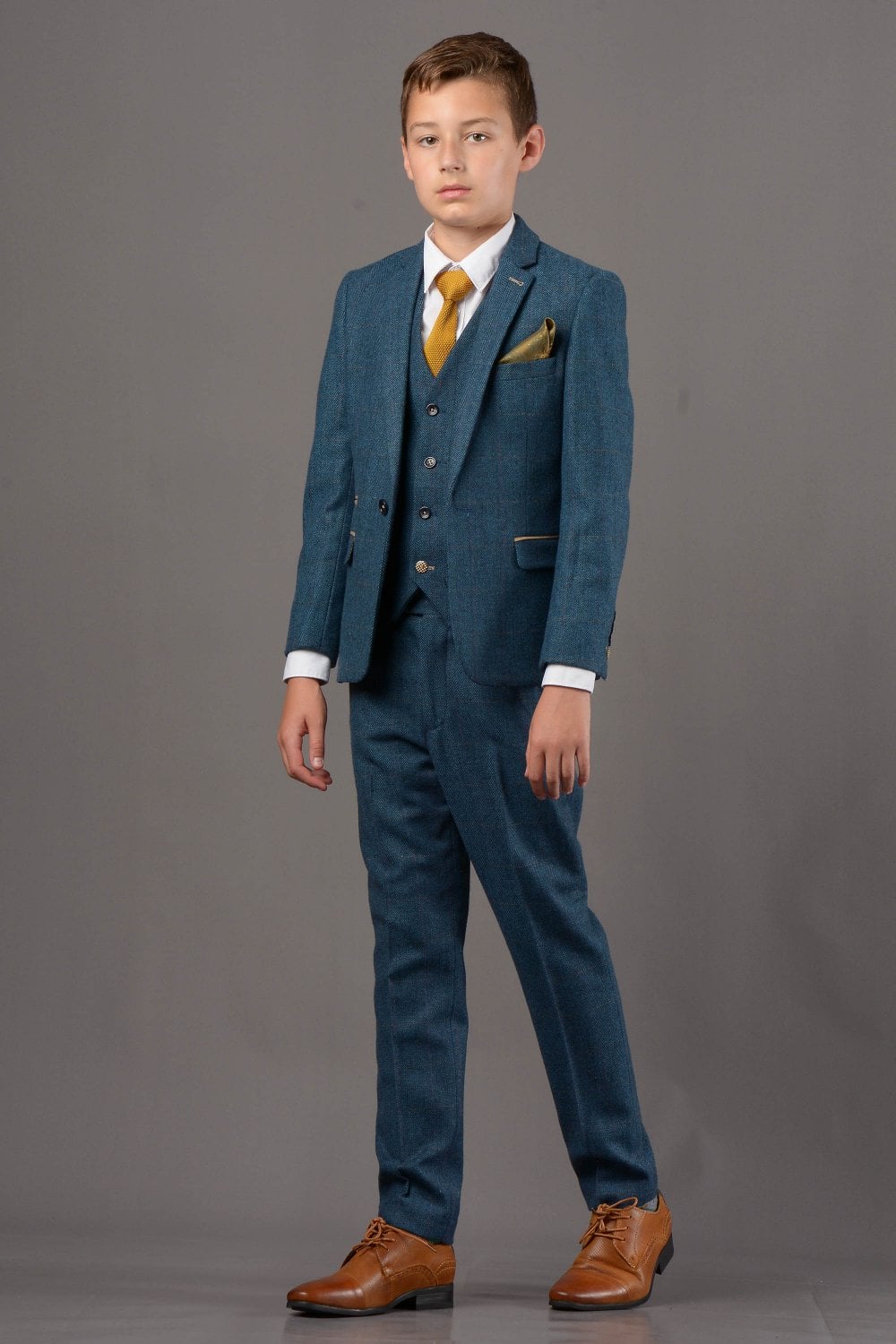 Kids Mark Darcy Blue Check Three Piece Suit (Matching Adult Version Available)