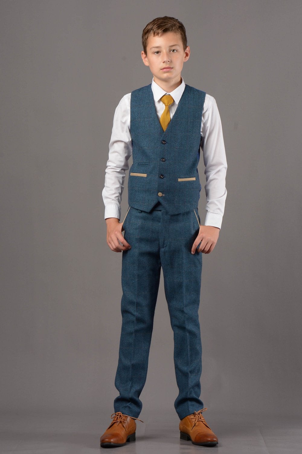 Kids Mark Darcy Blue Check Three Piece Suit (Matching Adult Version Available)