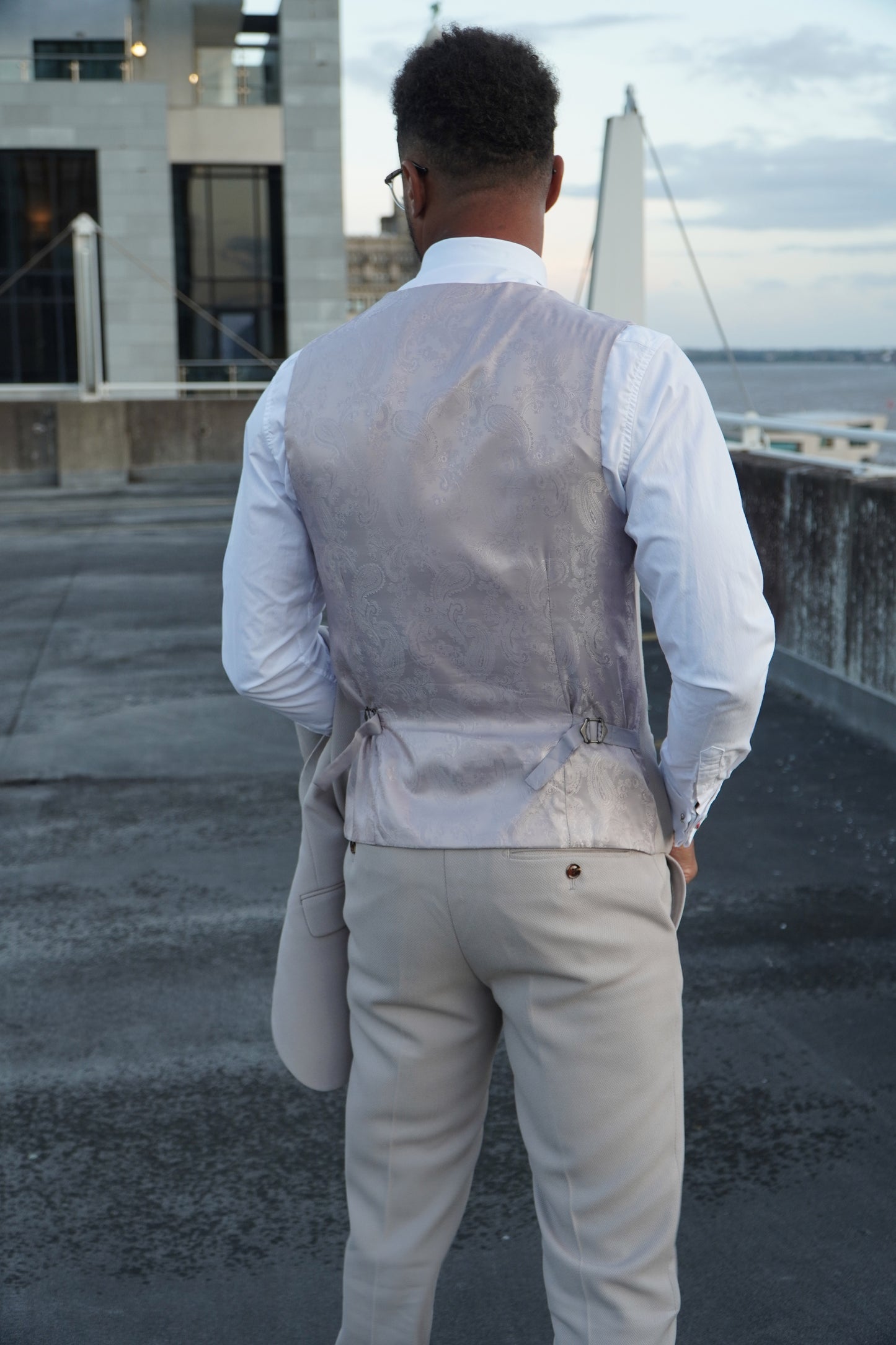 Escobar Stone Textured Three Piece Suit