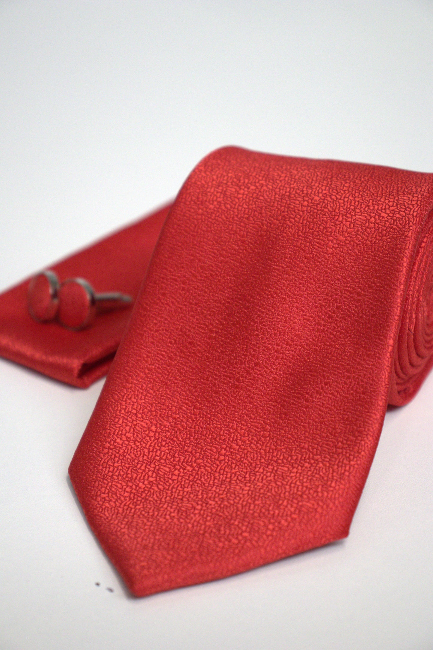 Bright Red (Scarlet / Liverpool Red) Textured Tie Set