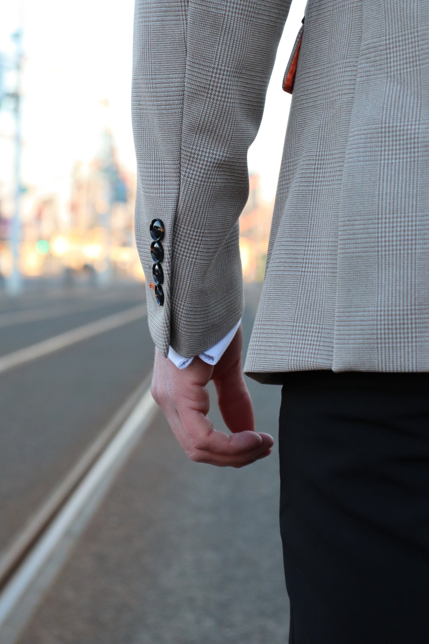 CHARLES BEIGE CONTRAST BLACK TROUSER