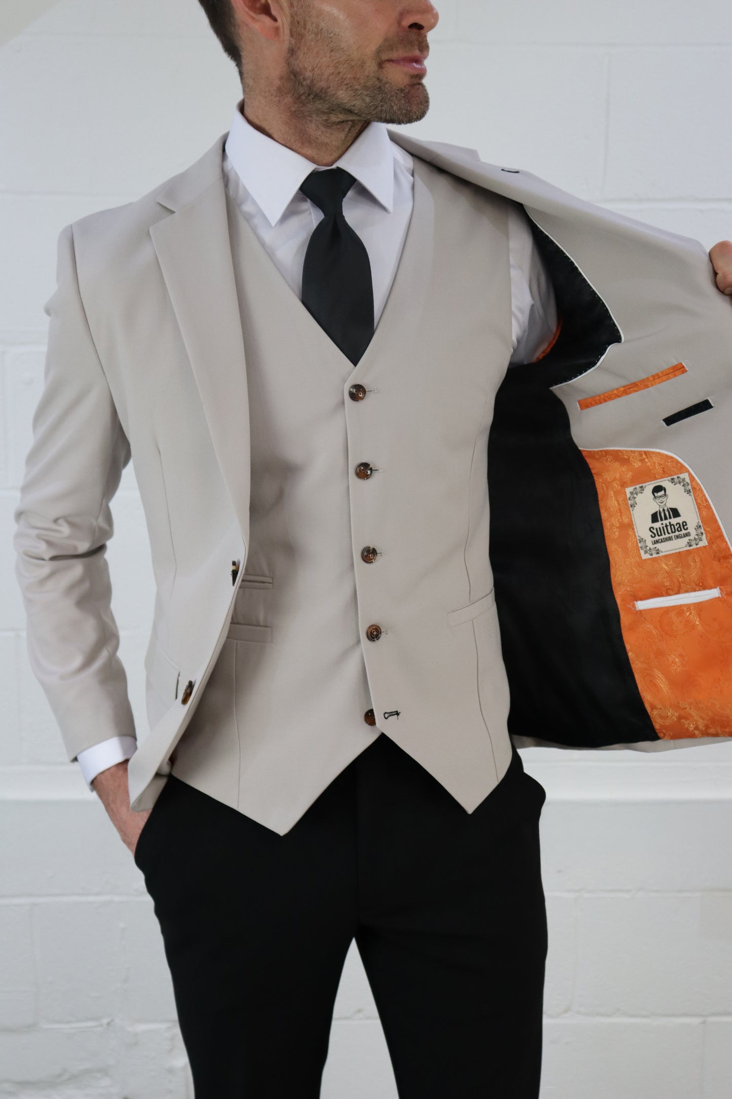 KIAN STONE CONTRAST BLACK THREE PIECE