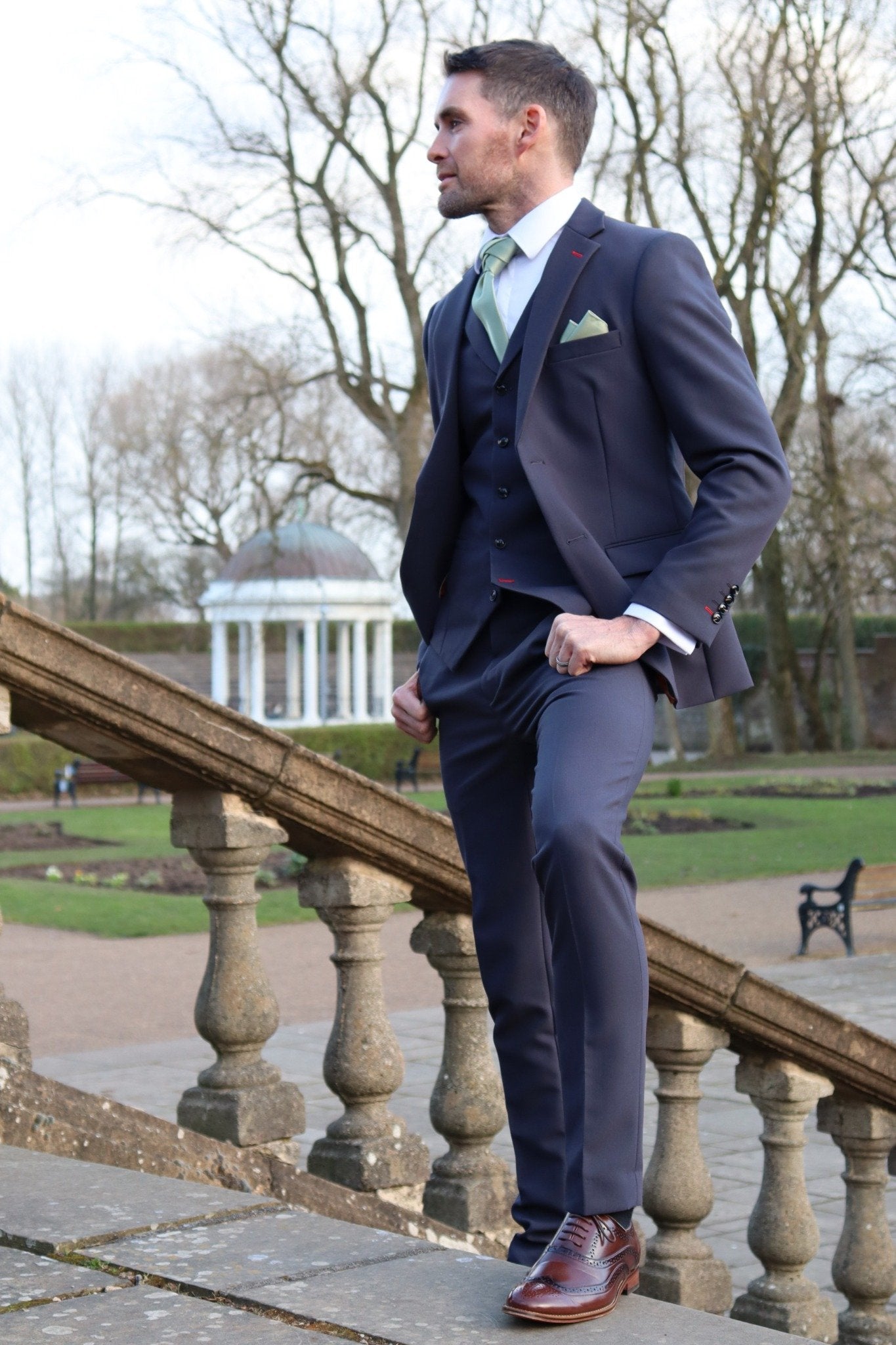 Jake Midnight Blue Three-Piece Suit Refined Men's Formalwear