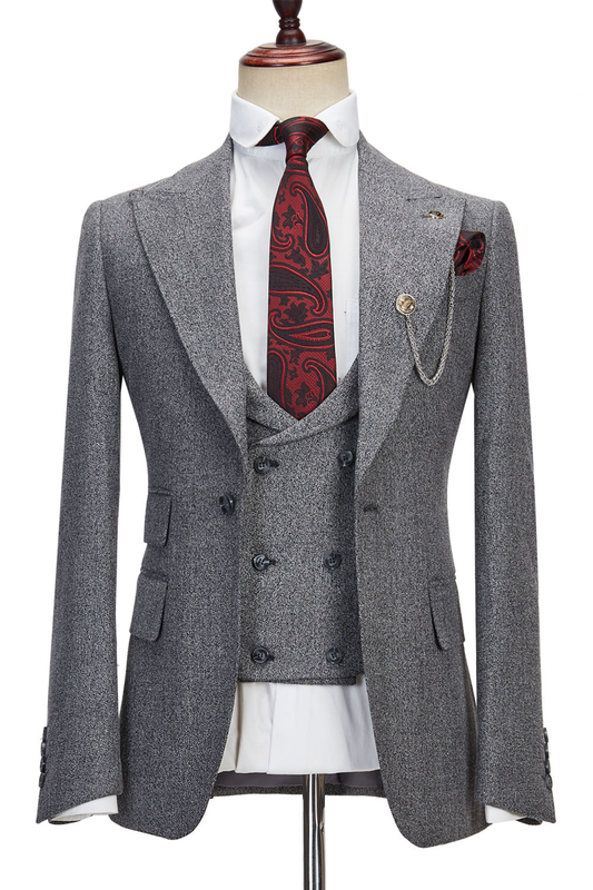Suitbae Grey 100% Wool Three Piece Suit
