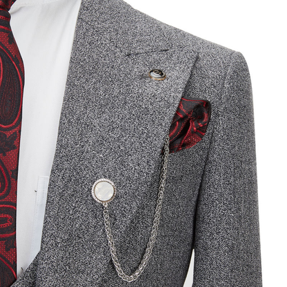 Suitbae Grey 100% Wool Three Piece Suit