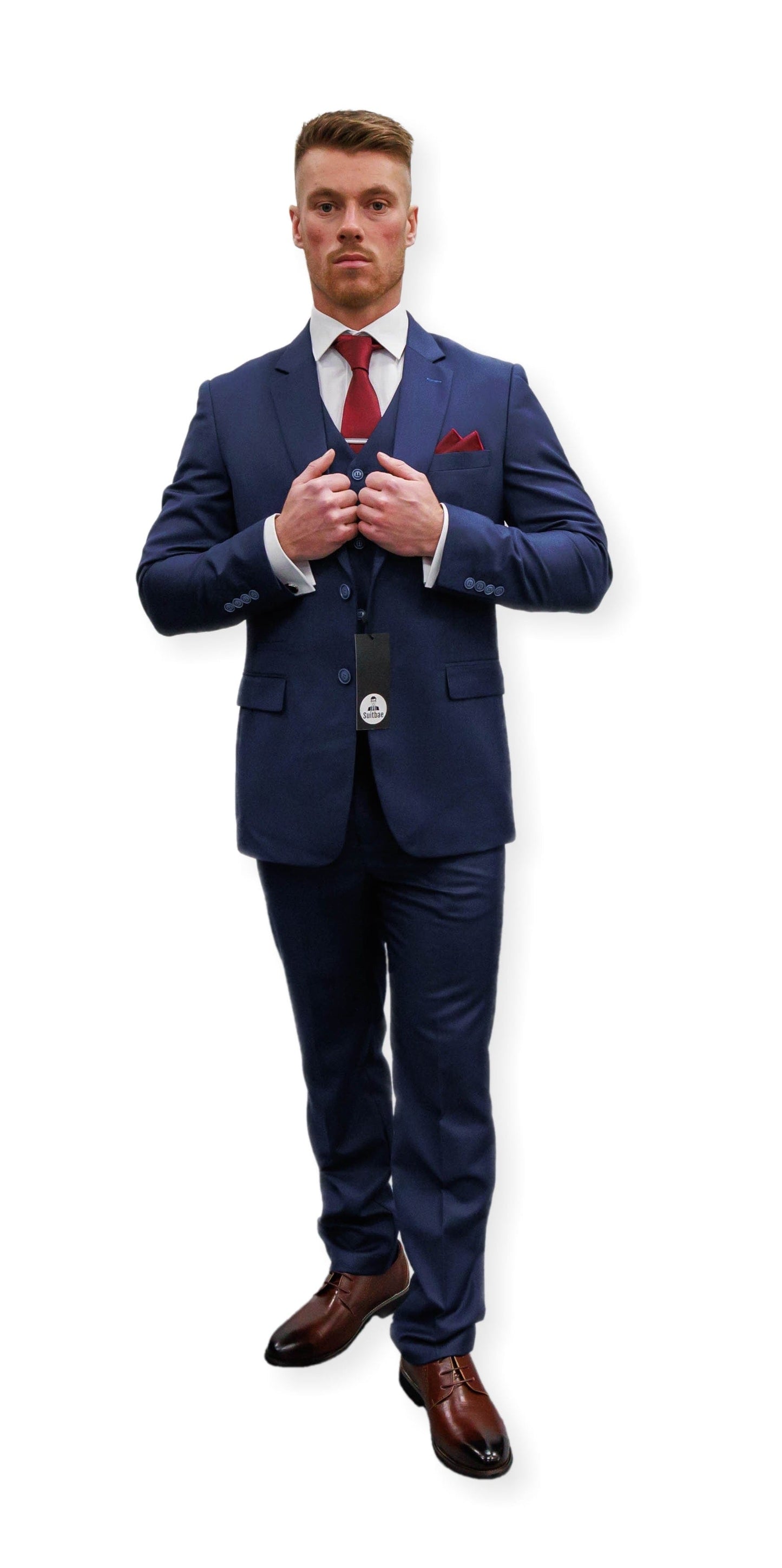 Suitbae Solid Blue Three Piece Suit π
