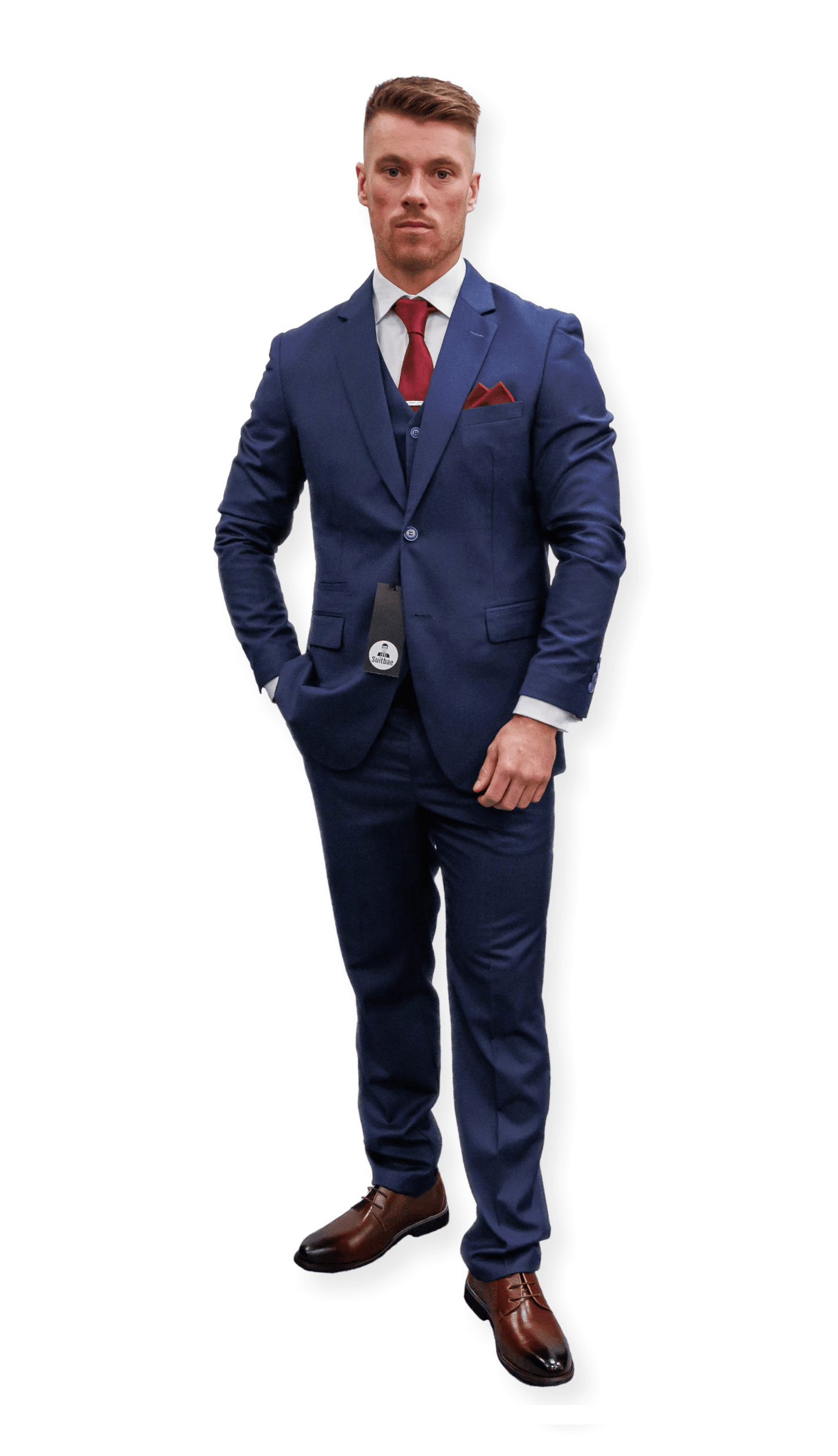 Suitbae Solid Blue Three Piece Suit π