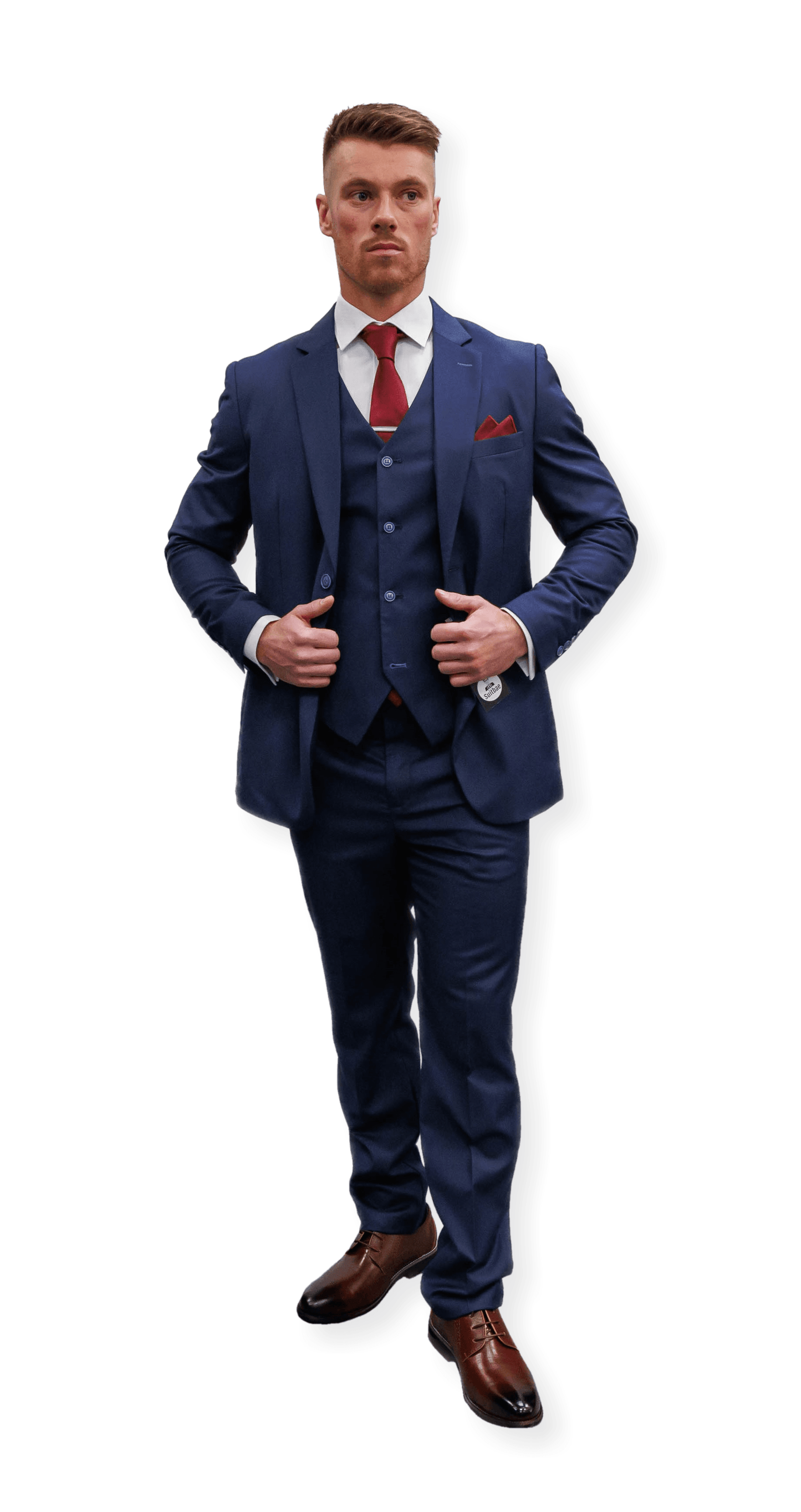 Suitbae Solid Blue Three Piece Suit π